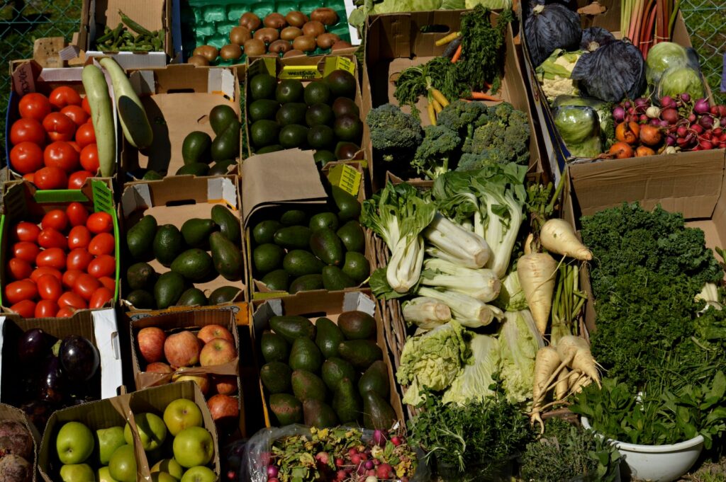 green and white vegetables on market