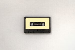 photo of black and brown cassette tape